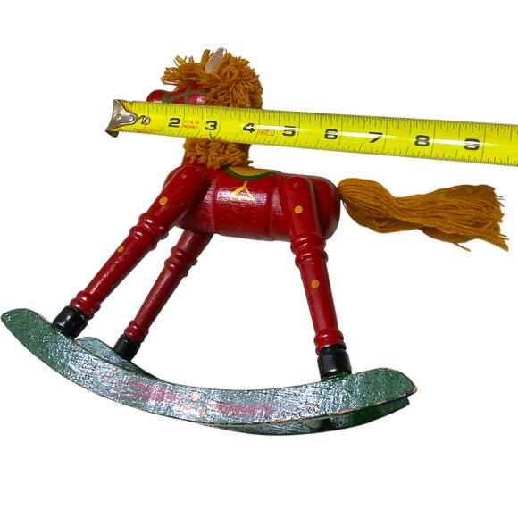 VTG 8.5" Tall Handpainted Wooden Rocking Horse Christmas Holiday Mantle Decor - Picture 12 of 16